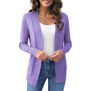 *NEW* VOIANLIMO Women's Open Front Long Sleeve Knit Cardigan Sweater w/Pockets